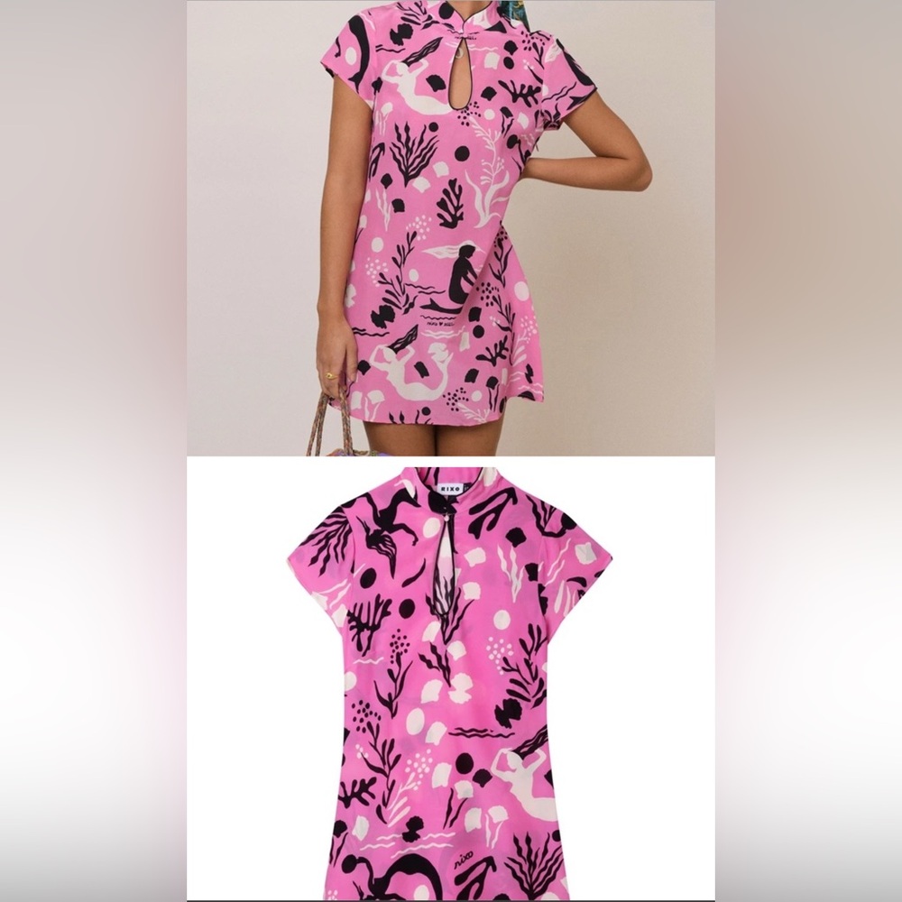 RIXO Lolita Mono Sea Life Pink Mini Dress